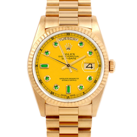 Rolex Day-Date 36mm | 18038-YLW-EMD-AM-FLT-PRS