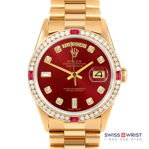 Rolex Day-Date 36mm | 18238-RED-DIA-AM-4RBY-PRS