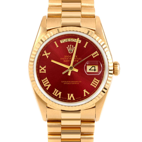 Rolex Day-Date 36mm | 18238-RED-ROM-FLT-PRS