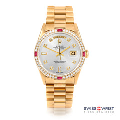 Rolex Day-Date 36mm | 18238-SLV-DIA-AM-4RBY-PRS