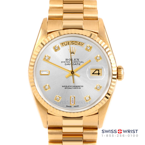 Rolex Day-Date 36mm | 18238-SLV-DIA-AM-FLT-PRS