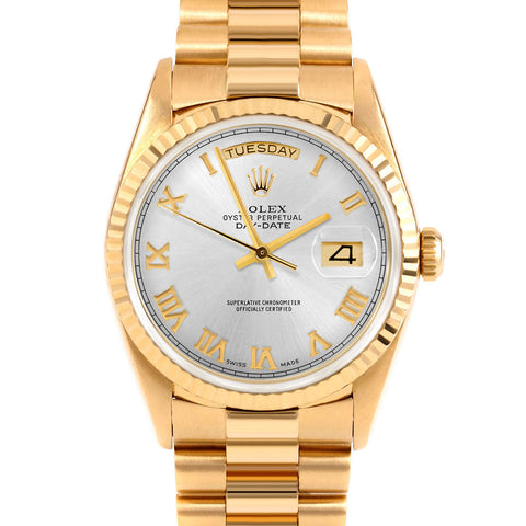 Rolex Day-Date 36mm | 18238-SLV-ROM-FLT-PRS