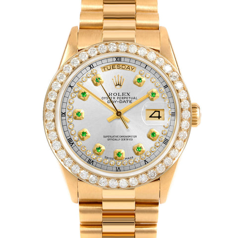 Rolex Day-Date 36mm | 18238-SLV-STRE-25CT-PRS