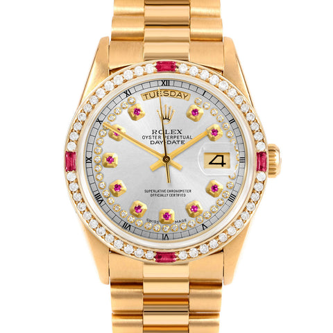 Rolex Day-Date 36mm | 18238-SLV-STRR-4RBY-PRS