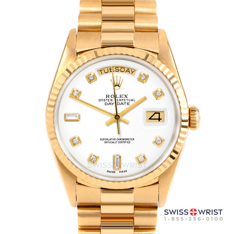 Rolex Day-Date 36mm | 18238-WHT-DIA-AM-FLT-PRS