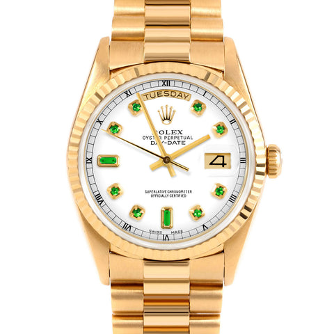 Rolex Day-Date 36mm | 18238-WHT-EMD-AM-FLT-PRS