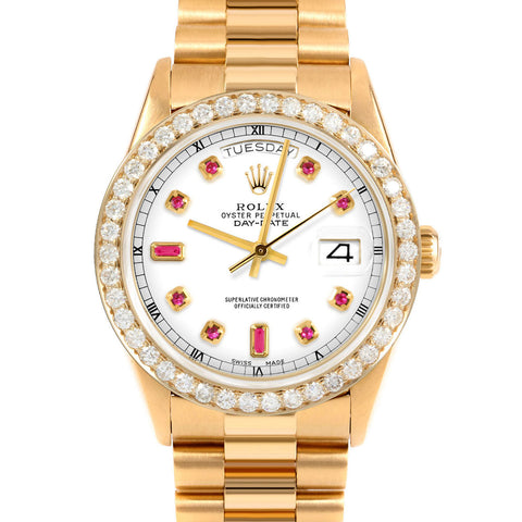 Rolex Day-Date 36mm | 18238-WHT-RBY-AM-25CT-PRS