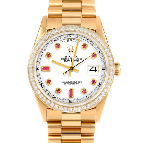 Rolex Day-Date 36mm | 18238-WHT-RBY-AM-BDS-PRS
