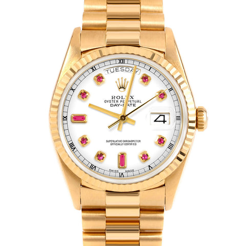 Rolex Day-Date 36mm | 18238-WHT-RBY-AM-FLT-PRS