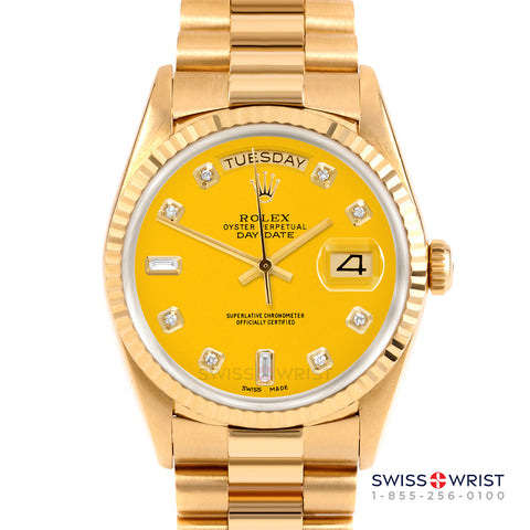 Rolex Day-Date 36mm | 18238-YLW-DIA-AM-FLT-PRS