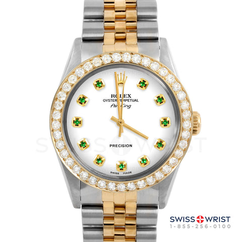 Rolex Air King 34mm | 5500-TT-WHT-EMD-AM-2CT-JBL