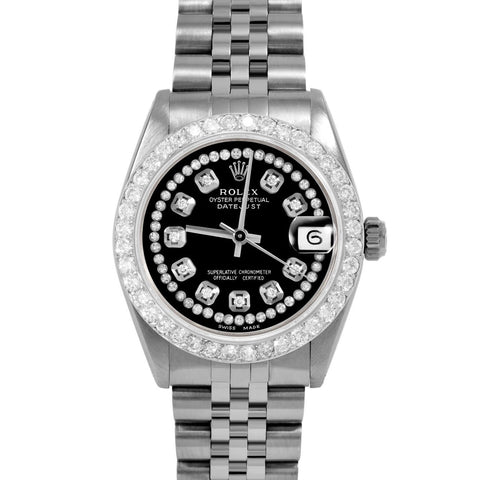 Rolex Datejust 31mm | 6827-SS-BLK-STRD-2CT-JBL