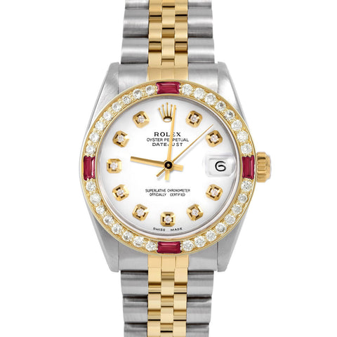 Rolex Datejust 31mm | 6827-TT-WHT-DIA-AM-4RBY-JBL