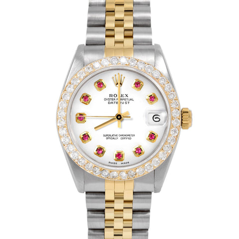 Rolex Datejust 31mm | 6827-TT-WHT-RBY-AM-2CT-JBL