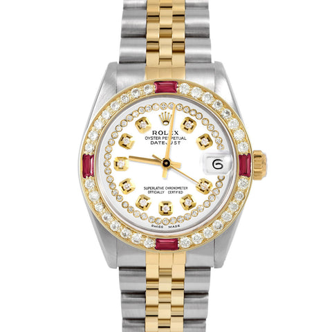 Rolex Datejust 31mm | 6827-TT-WHT-STRD-4RBY-JBL