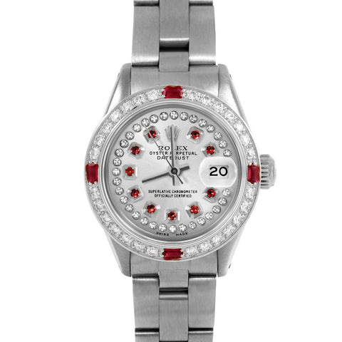 Rolex Datejust 26mm | 6917-SS-SLV-STRR-4RBY-OYS