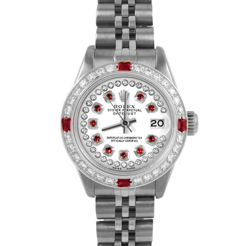 Rolex Datejust 26mm | 6917-SS-WHT-STRR-4RBY-JBL