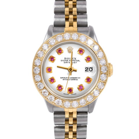 Rolex Datejust 26mm | 6917-TT-WHT-RBY-AM-2CT-JBL